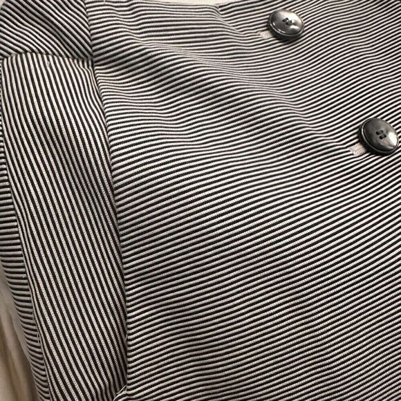 The Limited Striped Faux Wrap Lined Front Button A-Line Mini Skirt Navy White 12 - Picture 7 of 7